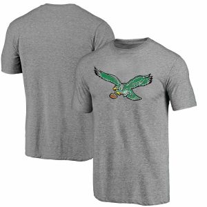 Philadelphia Eagles NFL Pro Line Throwback Logo Tri-Blend Short Sleeve T-Shirt – Gray